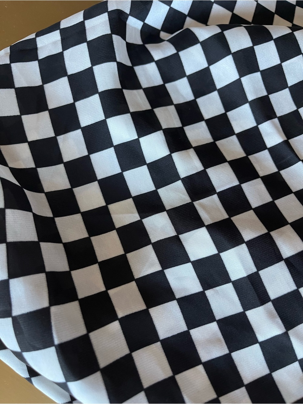 Silk satin silky feel black and white checkered scarf